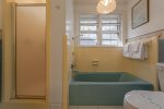 Main House Bathroom 1 with Double Vanity, Walk-In Shower & Garden Tub